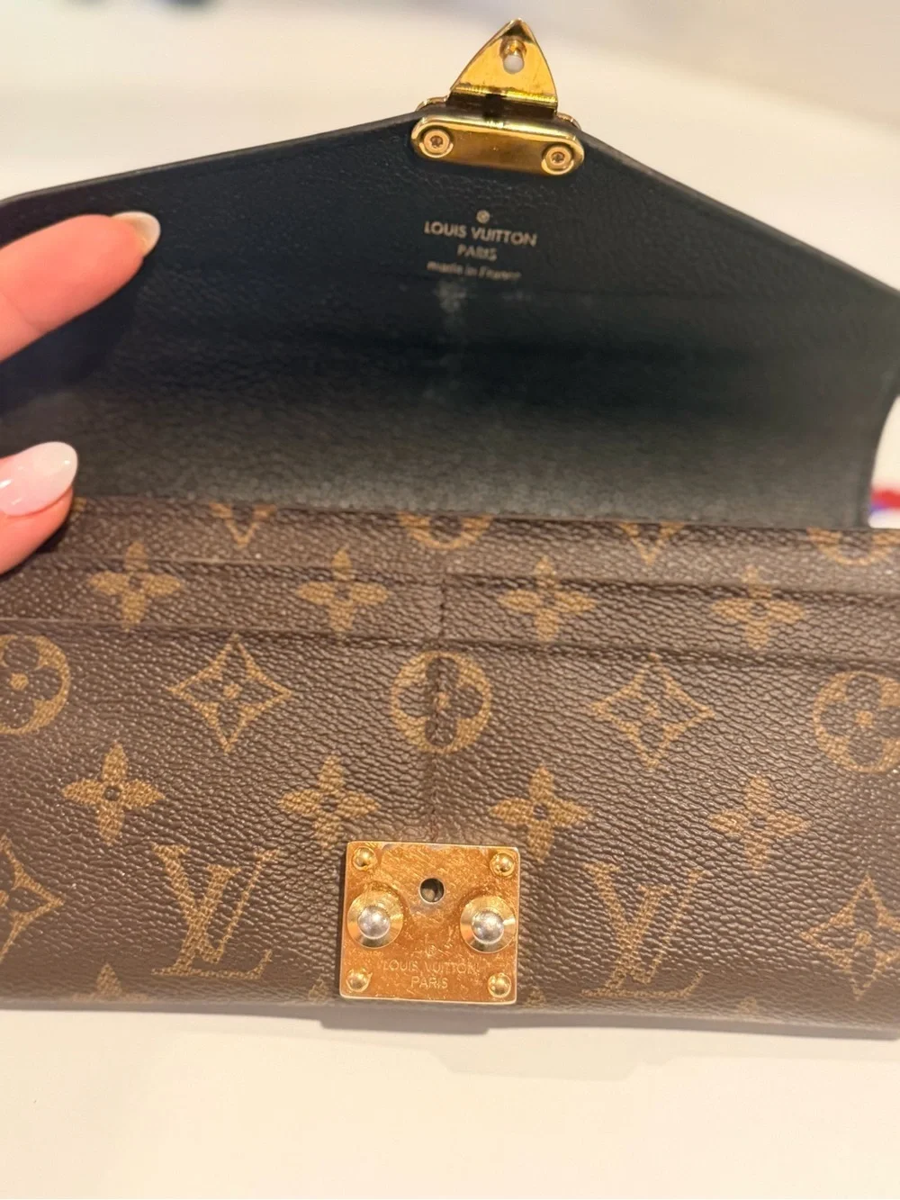 Louis Vuitton Monogram Envelope Wallet in Brown and Black with Gold Hardware